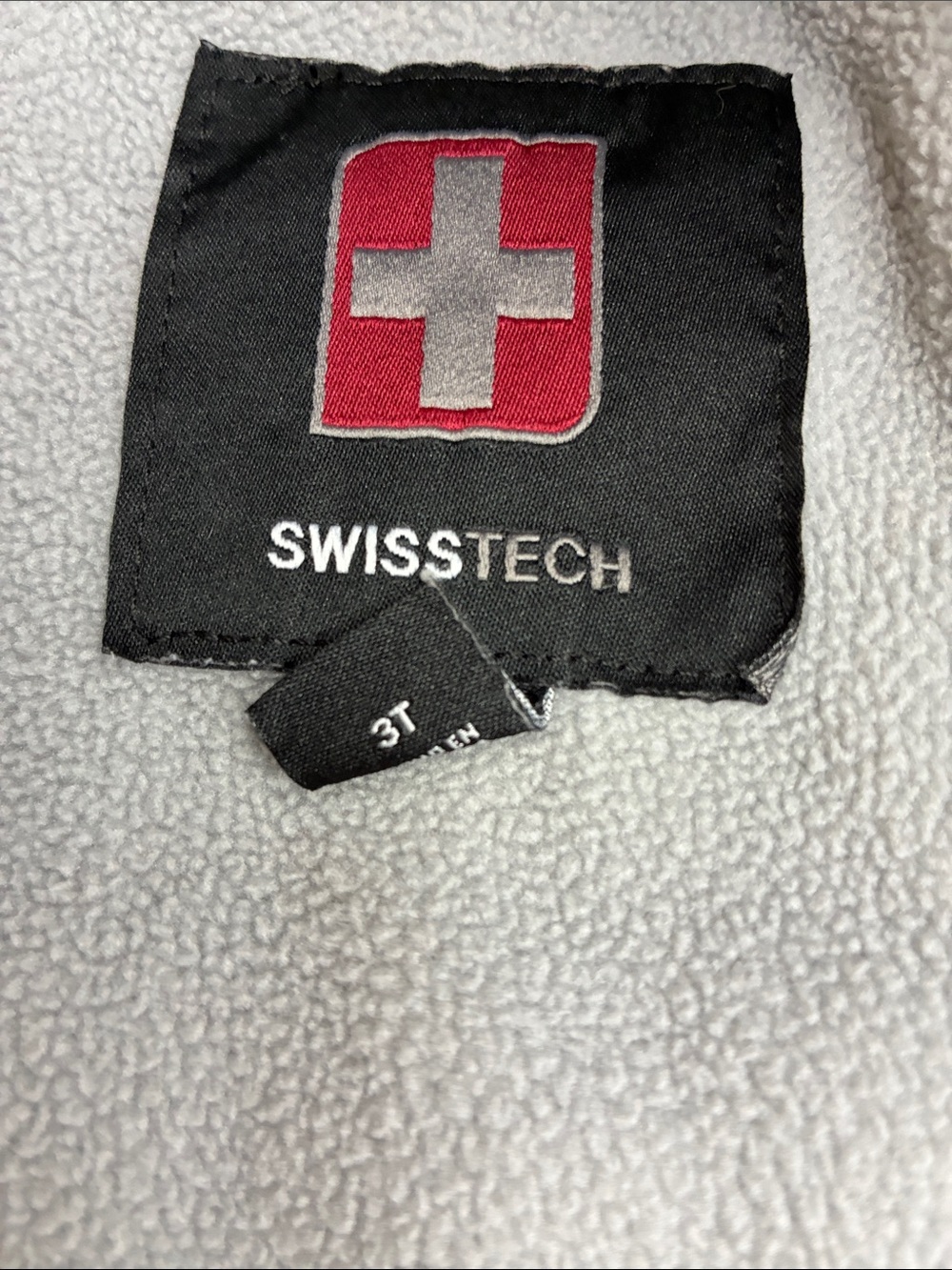 Swiss Tech Kids Hooded Puffer Jacket in Light Gray and Charcoal Size 3T - Picture 7 of 14